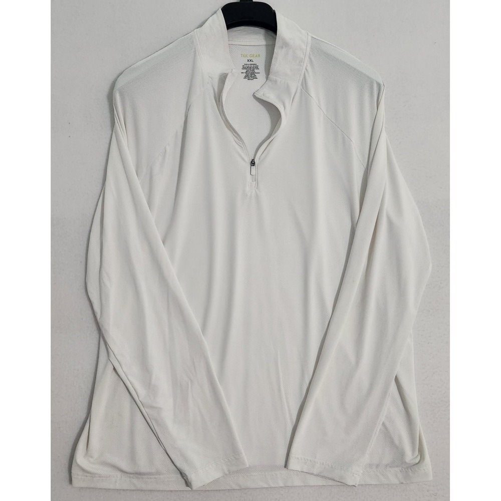Tek Gear Lightweight White Pullover Mens Size XXL Long Sleeve Quarter Zip Fishin